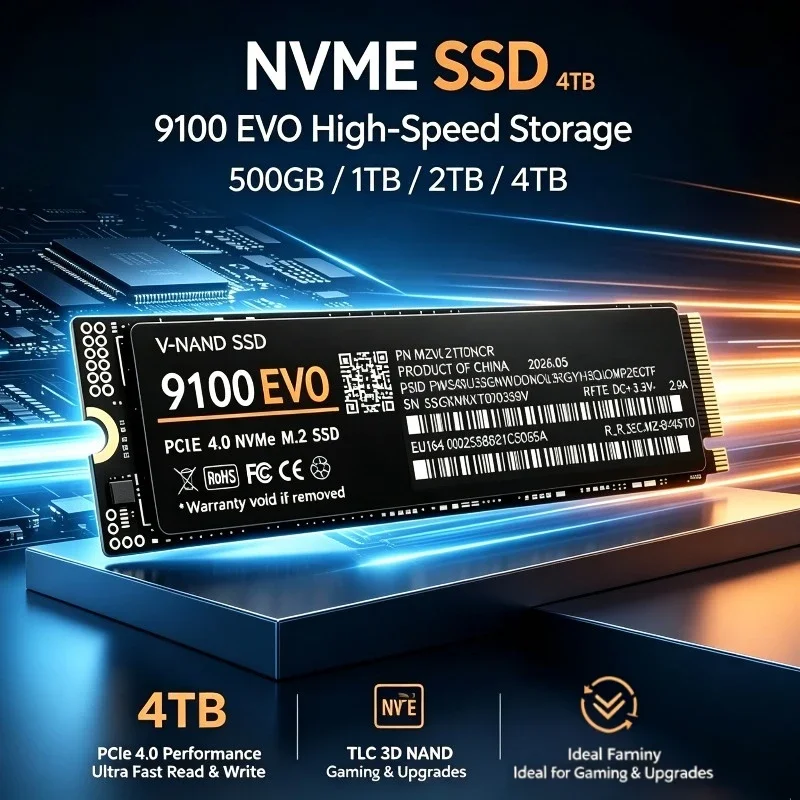 Original 9100 EVO M.2 2280 NVMe SSD PCIe4.0 X4 7300MB/s TLC 3D NAND 500GB-4TB Internal Drive for PS5 Gaming Laptop Desktop PC