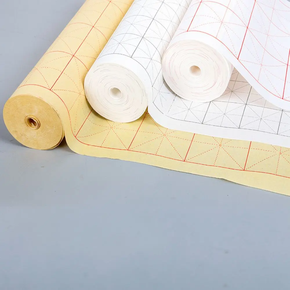 Chinese Brush Practice Paper Roll Rice Grid Thickened Semi Ripe Xuan For Students Calligraphy Training Art Supplies