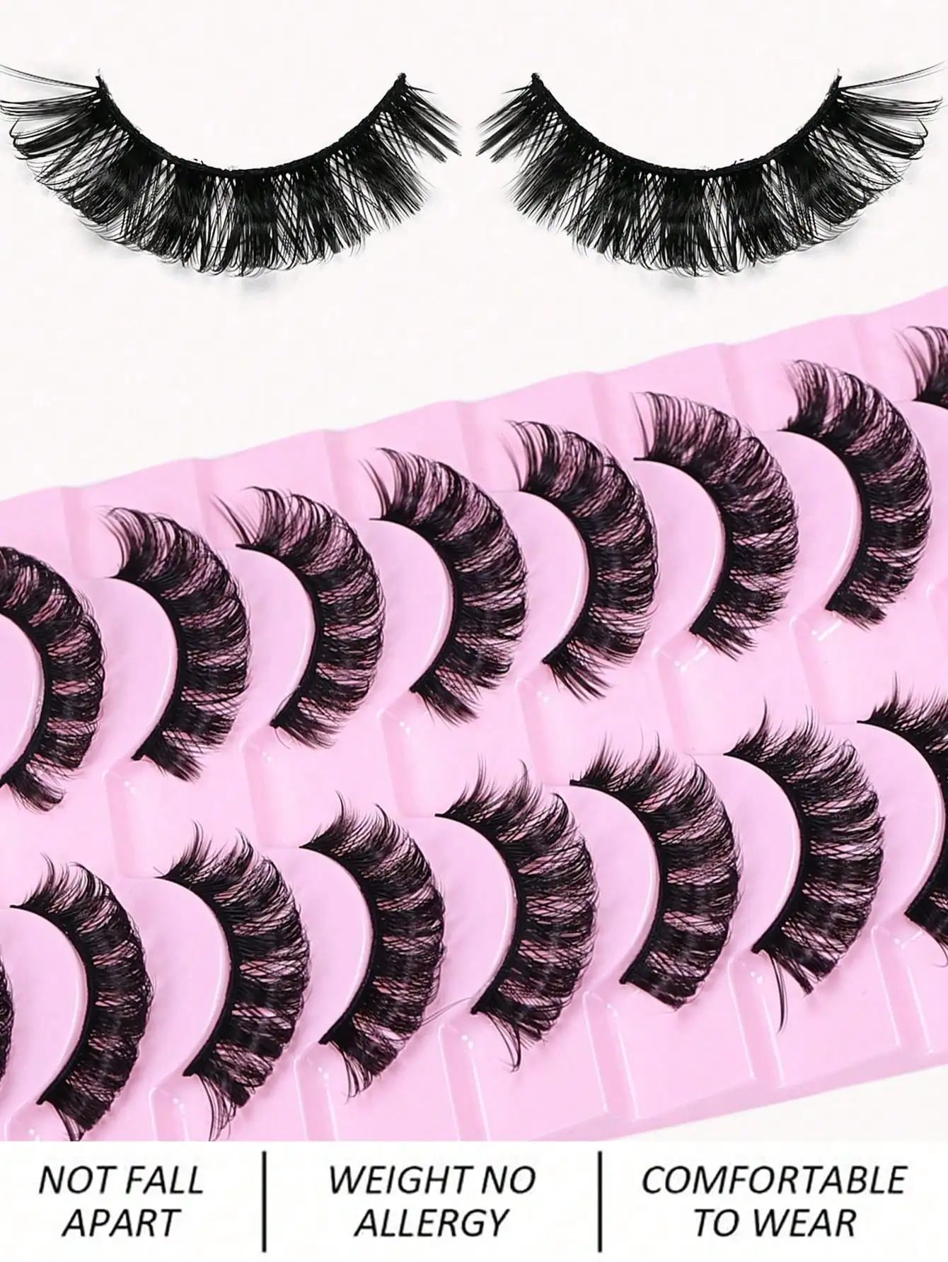 10 Paar flauschige, dicke, künstliche Wimpern, D-Curl, voluminöse Wimpern, natürlicher Look, wiederverwendbar, weiches Augen-Make-up für Frauen – Detail 4
