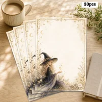 30 Sheets, B5, Star And Moon Witch-themed Writing Paper With Glasses, Lined, Unglued, Perfect For Notebooks, Memos, And Stickers