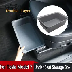 1pc Under Seat Storage Box Drawer Holder Car Organizer Accessories for Tesla Model Y 2021 2022 2023