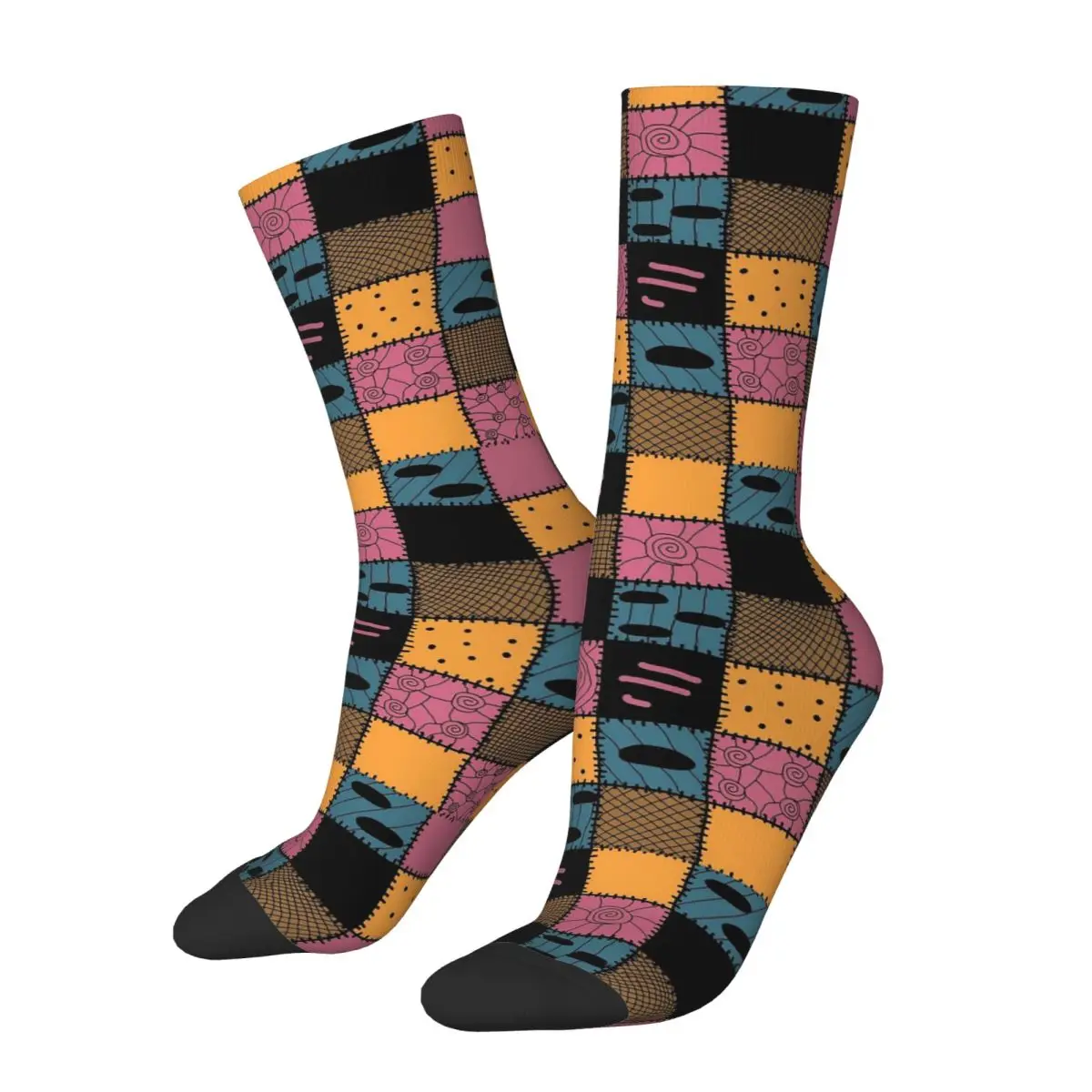 Nightmare Sally Inspired Pattern Socks Sweat Absorbing Stockings All Season Long Socks Accessories for Unisex Christmas Gifts