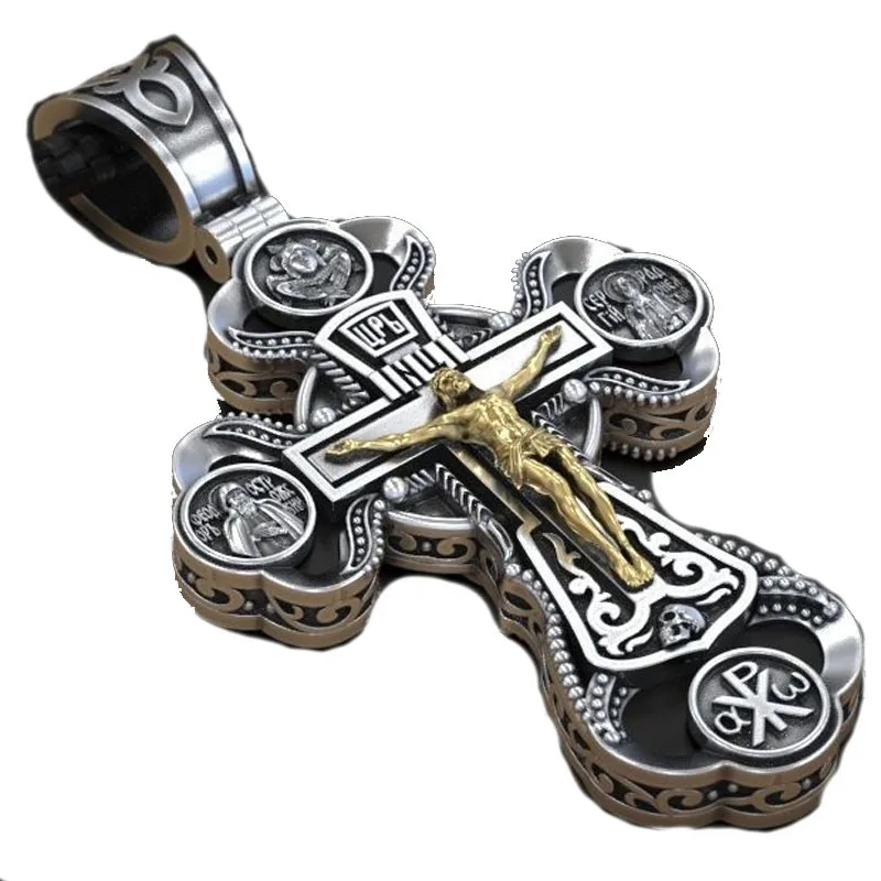 

15g Big 2 Sided Cross Jesus Christ And Archangel Michael Customized 925 SOLID STERLING Silver Pendant