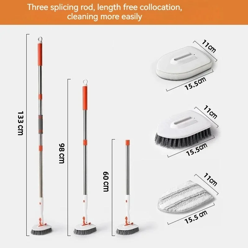 3-in-1 180° Rotating Floor Brush, Bathroom Cleaning Brush, Floor Seam Bathtub Brush, Bathroom Shower Tile Brush, Sponge Wiper