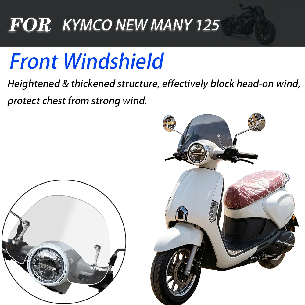 For KYMCO NEW MANY 125 Scooter Retro Look Front Wind Visor Windscreen Special Modified Commuter Parts