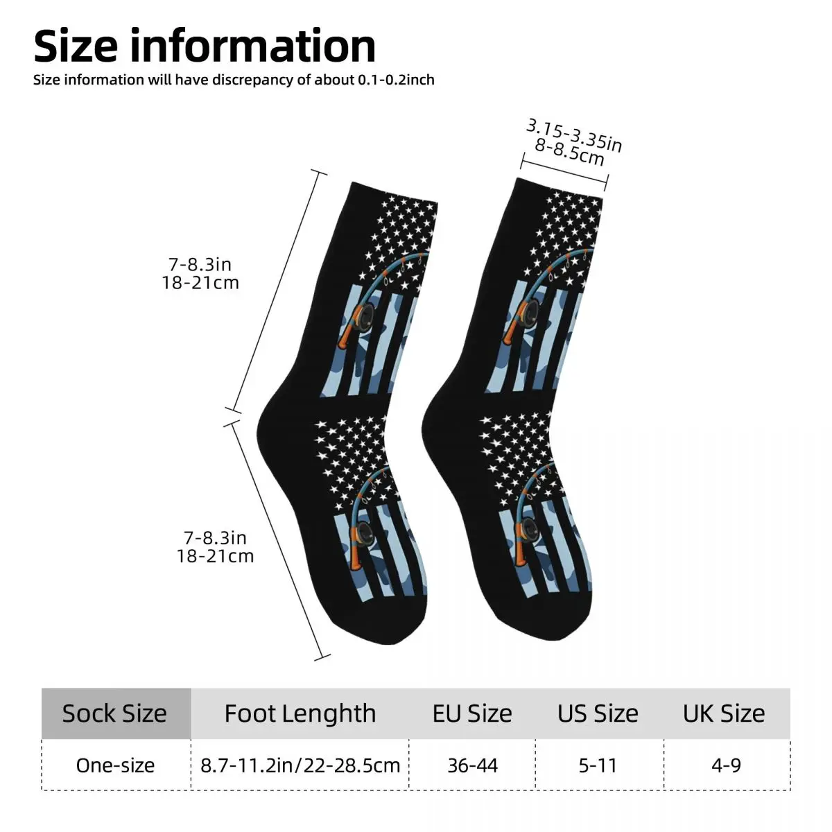 American Fisherman Camouflage USA Flag Fish Fishing Poster Socks Sports 3D Print Boy Girls Mid-calf Sock