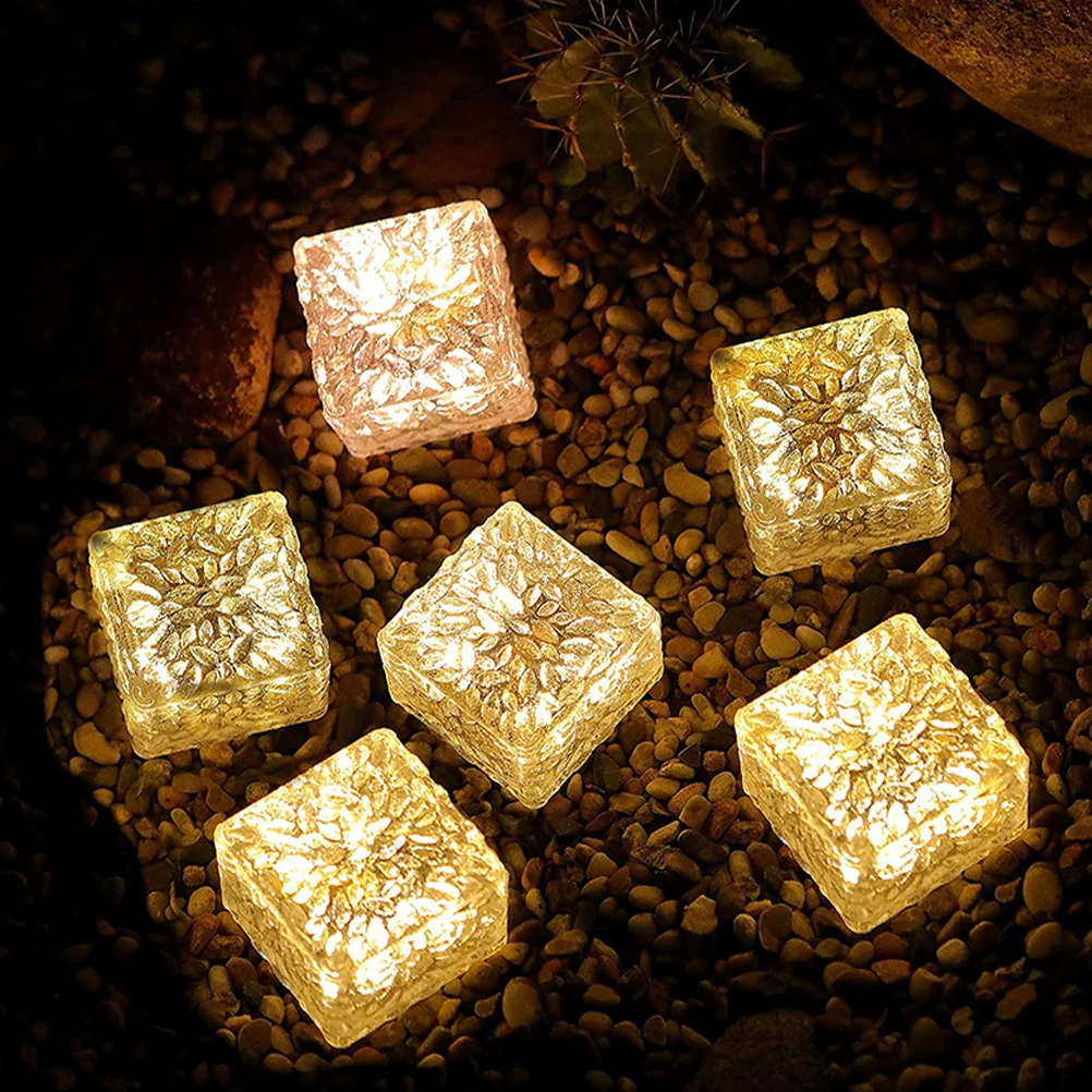 

2Pcs Brick Lights Transparent Cube for Garden Lawn Yard Pathway Outdoor Decorative L Solar Powered