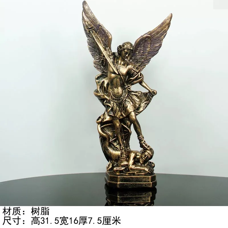 Winged Angel Mythological Resin Statue, Couple Sculpture for Living Room Table Decor