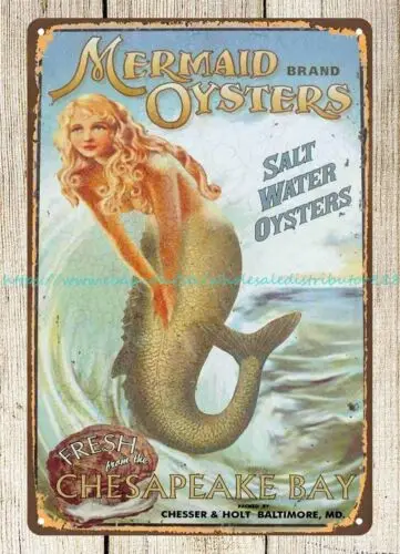 MERMAID BRAND OYSTERS SALT WATER OYSTERS metal tin sign  wall decor