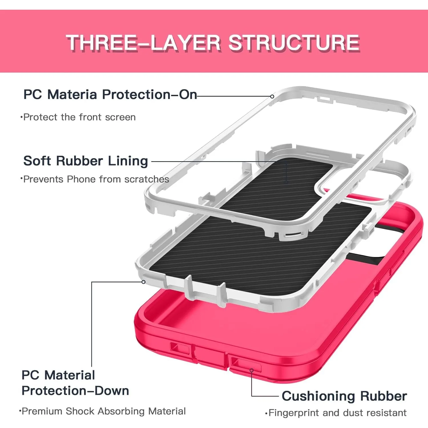 Hybrid Case Cover for iPhone 11 12 13 14 15 16 ProMax Shockproof Rugged Protection Armor Heavy Duty 3-Layer Durable Cover Case