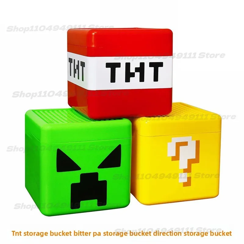 Minecrafted Magnetic Building Blocks Storage Bucket Desktop Toy Block Cubes Storage Container Educational Sensory Model Toy Case