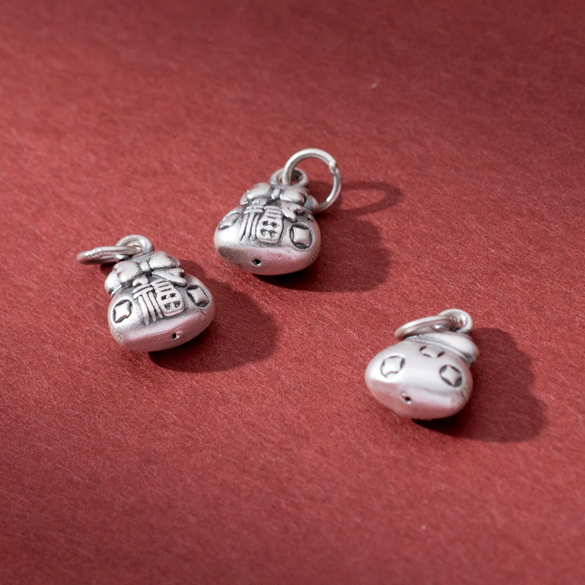 1pc 999 Pure Silver New Year Good Luck Money Bag Charms 12.5x10mm Blessing Lucky Silver Wish Pendants DIY Jewelry Fit Women Men