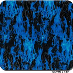TSAUTOP 0.5mX2m/10m Blue Flame Water Transfer Film CSKW048-2 Hydrographic Pringting Film for Car
