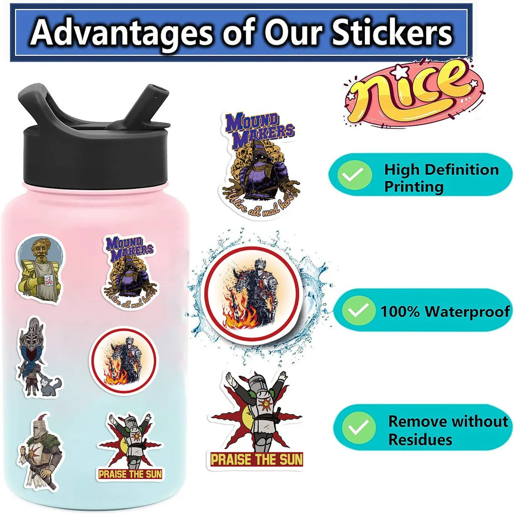 50PCS DARK SOULS Game Waterproof Graffiti Stickers For  Helmet Bicycle Hand Account Pencil Case Decals LanLanStickersWorld