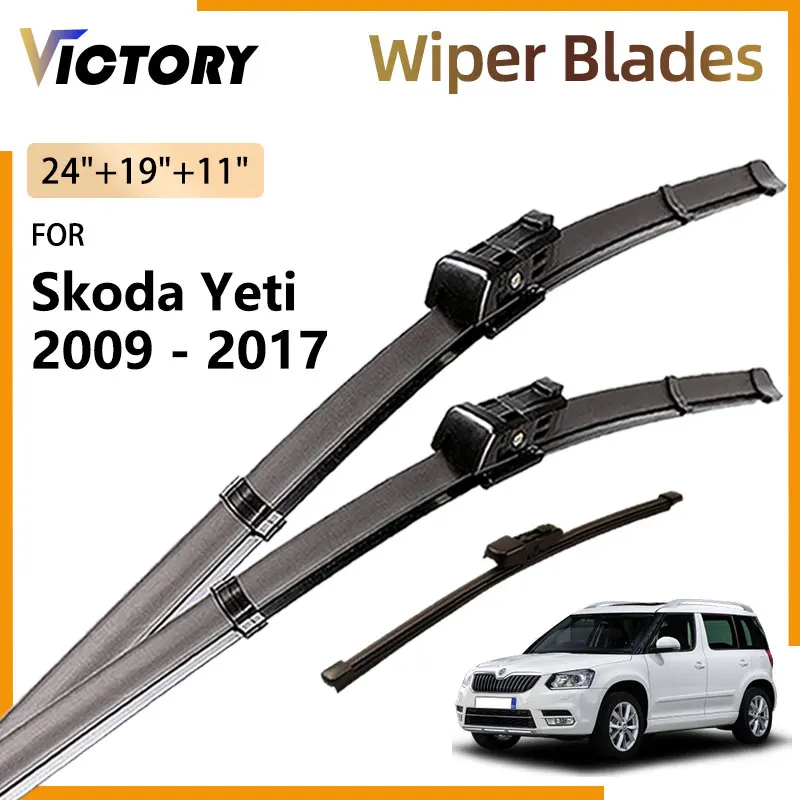 

3x автомобильные передние и задние щетки стеклоочистителя для Skoda Yeti 2009-2017 2016 2013, аксессуары, щетки для лобового стекла 24 "+ 19" + 11"