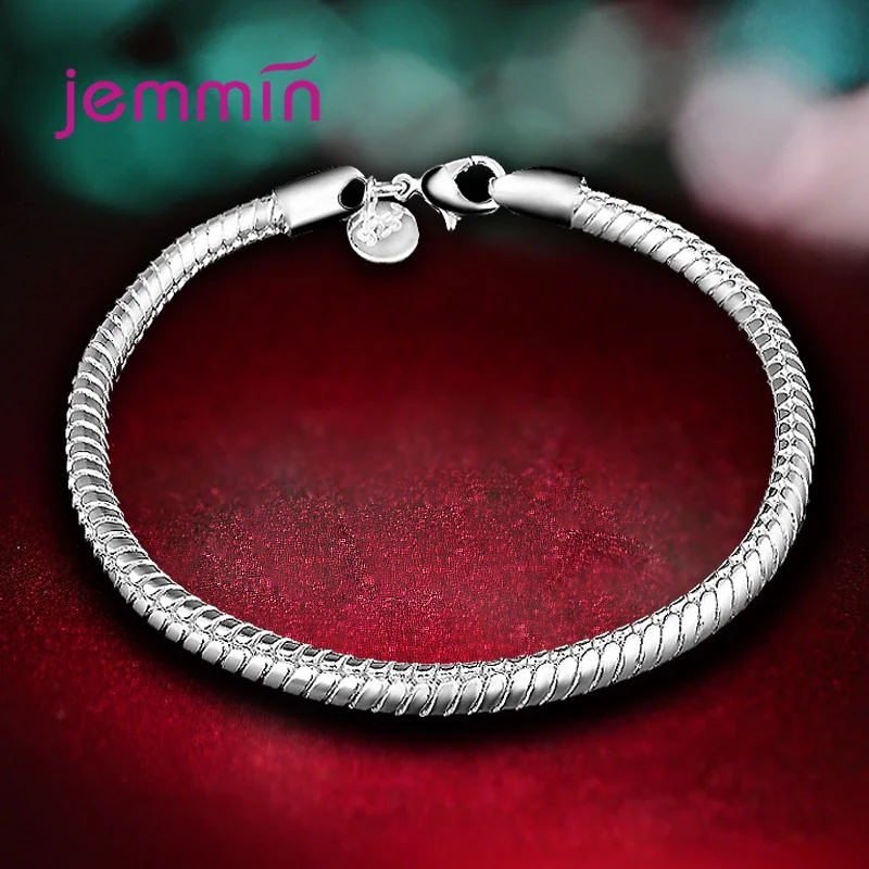 

Romantic Authentic 925 Sterling Silver Snake Chain Bracelets For Women Girls Birthday Party Fine Silver Jewelry