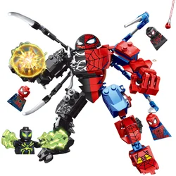 Disney Building Blocks Mini Model Figures Compatible Spiderman Iron Man Venom Captain Hawk Deadpool Technic Armor City Gift Toys