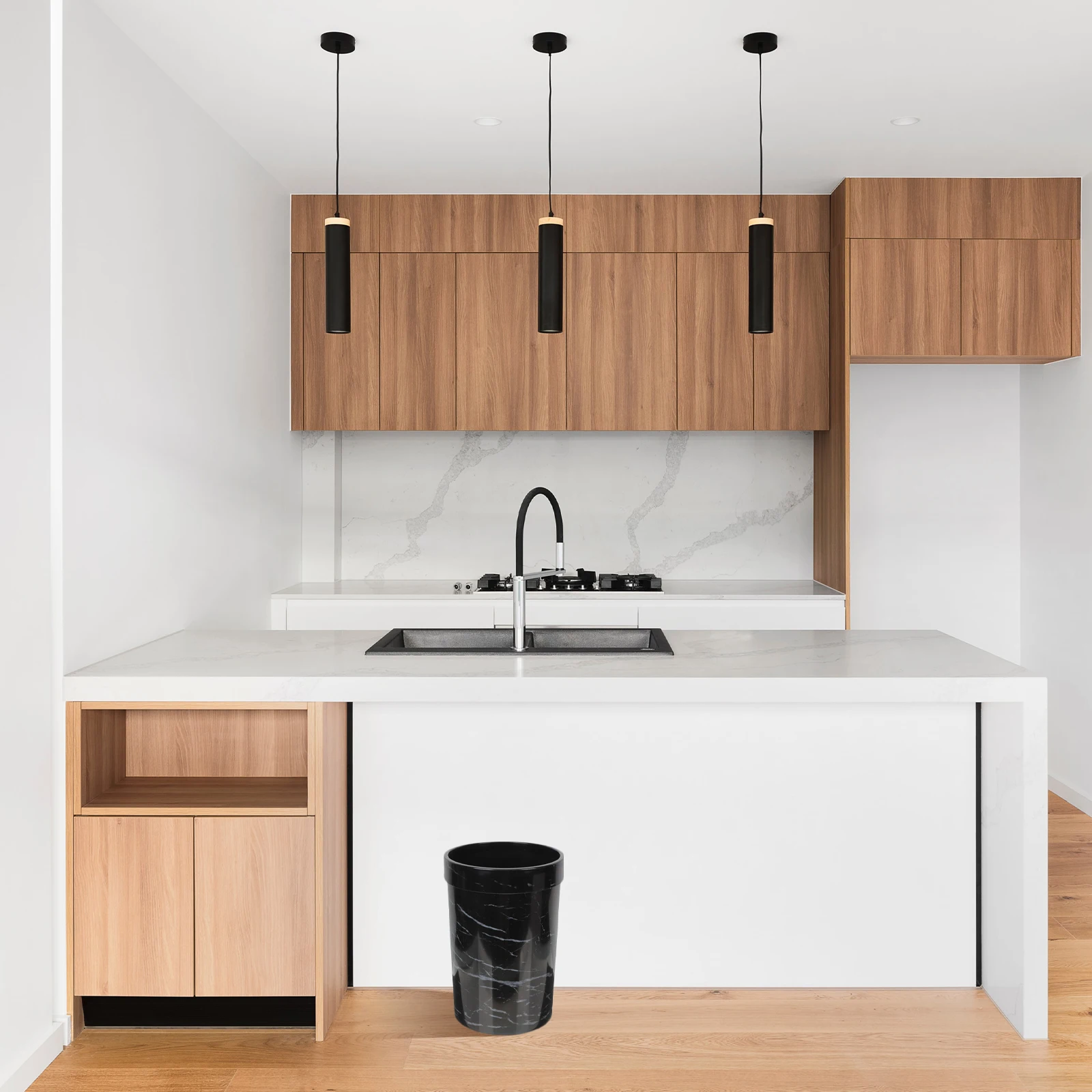 

Marble Trash Can Waste Basket Plastic Bathroom Kitchen Garbage Container Home Supply Reusable Easy Clean Large Opening Bedroom