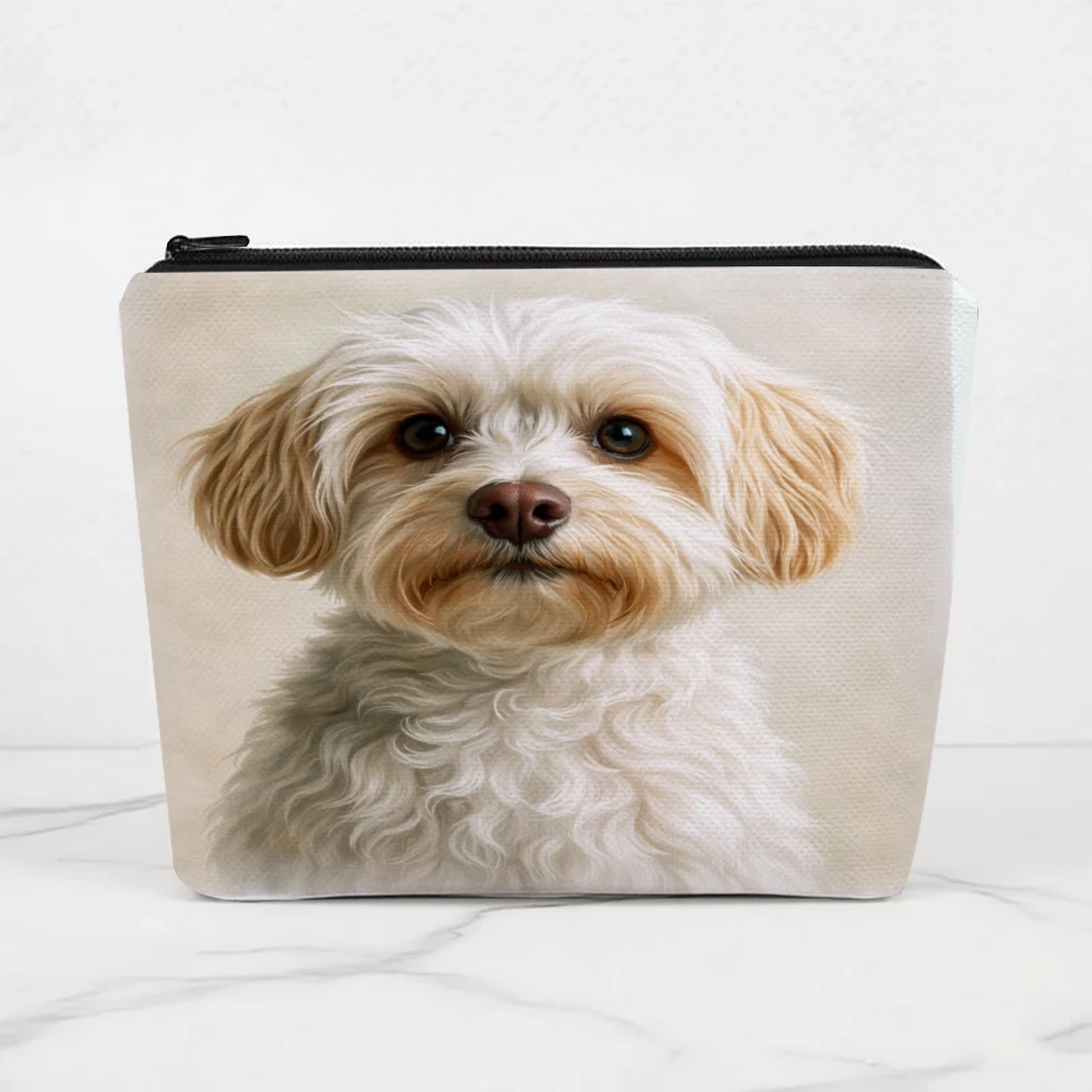 Cute Dog Portrait Print Makeup Bags for Girls Cosmetic Pouch Toiletry Bag Pencil Case Travel Storage