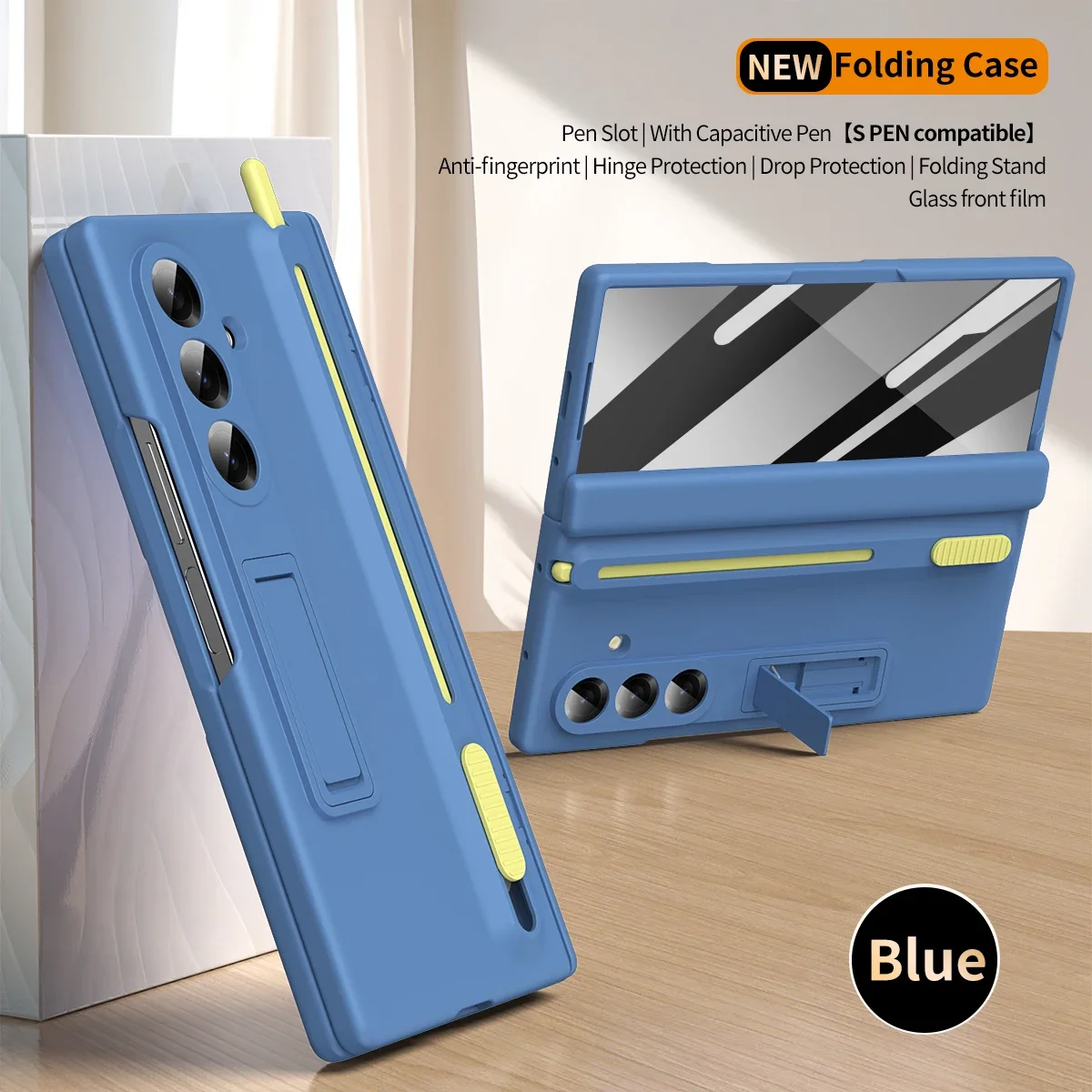 

Высокое качество с держателем для ручки, чехол для Samsung Galaxy Z Fold 7, 6, 5, 4, 3, шарнирная пленка, встроенный защитный чехол от царапин/падения