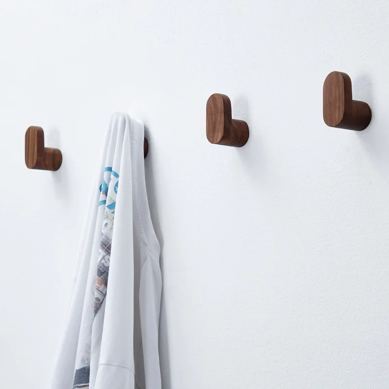 1/2pcs Natural Wood Clothes Hanger Wall Mounted Coat Hook Decorative Key Holder Hat Scarf Handbag Storage Hanger Bathroom Rack