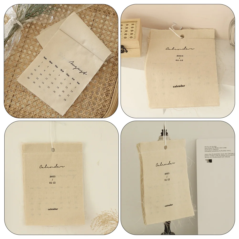

Cotton Calendar Yearly Wall Towel Retro Decor Korean Style Monthly Linen Cloth Office