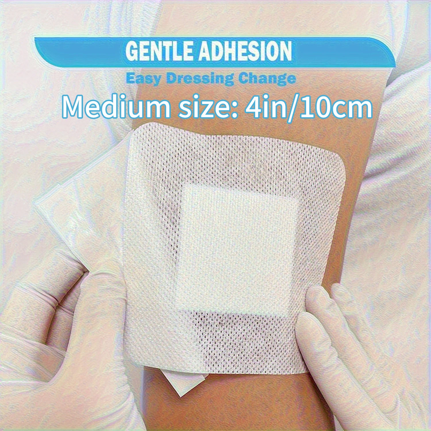100 Stück atmungsaktive, selbstklebende Mullpads – latexfreie Wundverbände mit weichen Kanten, dehnbare Bandagen für Schnittwunden, Verbrennungen – Detail 8