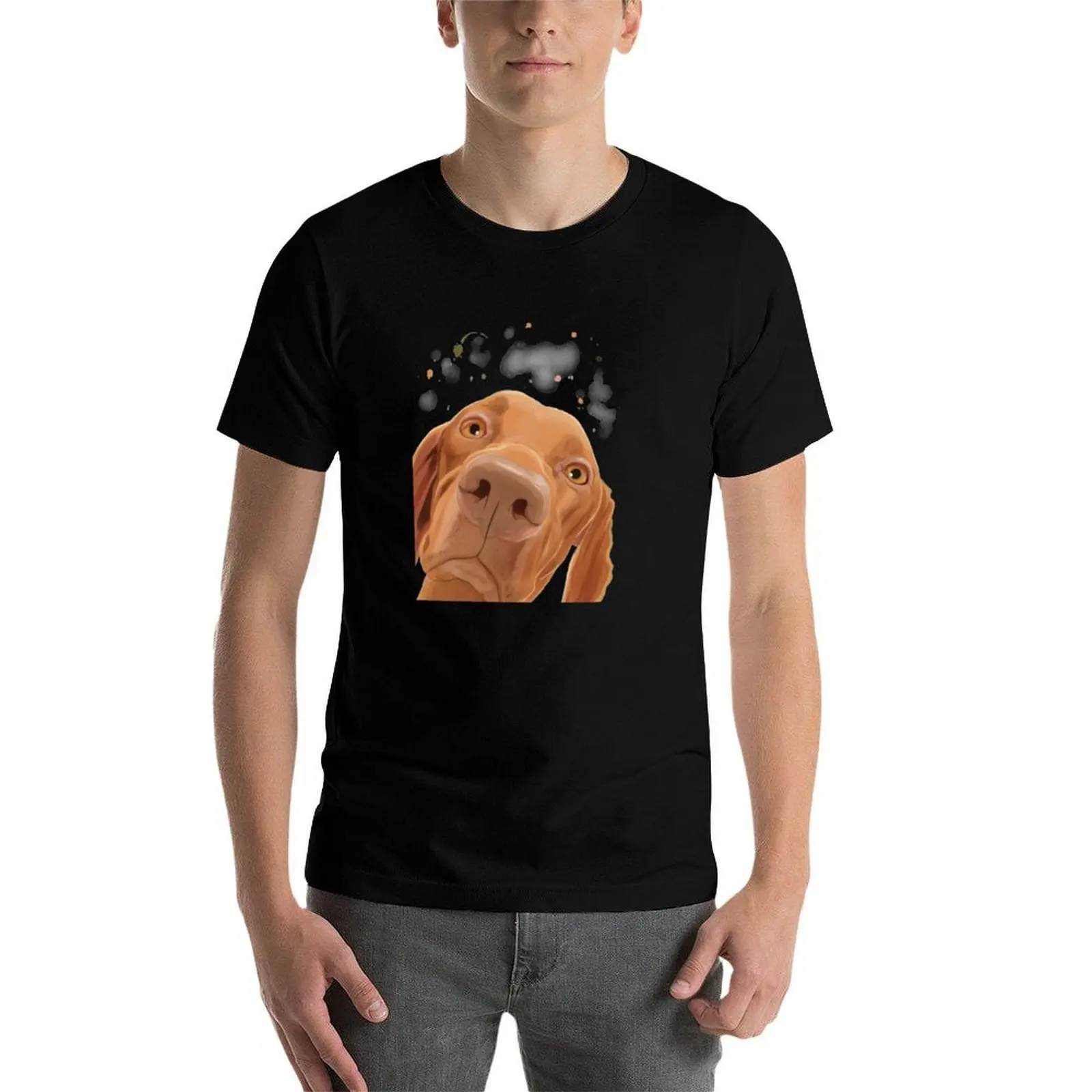 

Curious Hungarian Vizsla Dog T-Shirt man tshirt essential t shirt T-Shirt