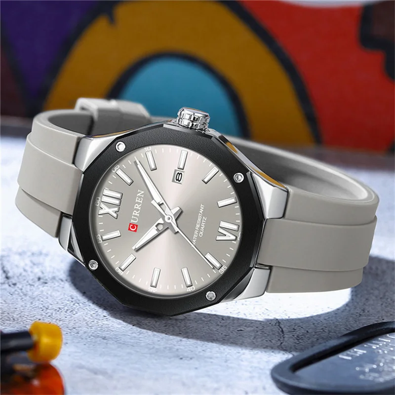 Curren 8465 New Luxury Classic Silicone Watch Business Waterproof Male Clock Luminous Quartz Men Watch reloj hombre