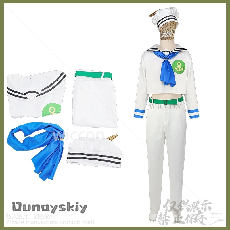 Higashikata Josuke Jo Cosplay Anime Bizarre Costume DK White Sailor Suits outfit Hat Tie Set Adventuree Jirai Kei Customized