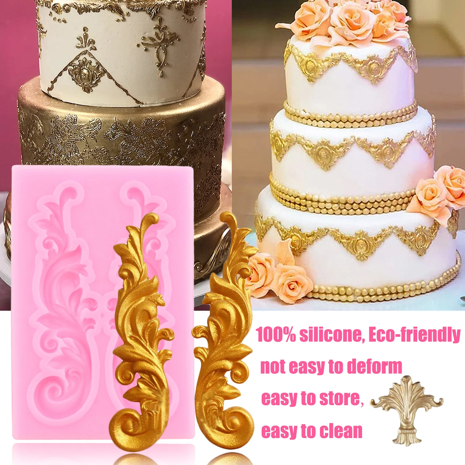 Baroque Silicone Molds Curlicues Scroll Lace Fondant Mold Cake Decorating Tools Chocolate Gumpaste Mould Candy Resin Clay Moulds