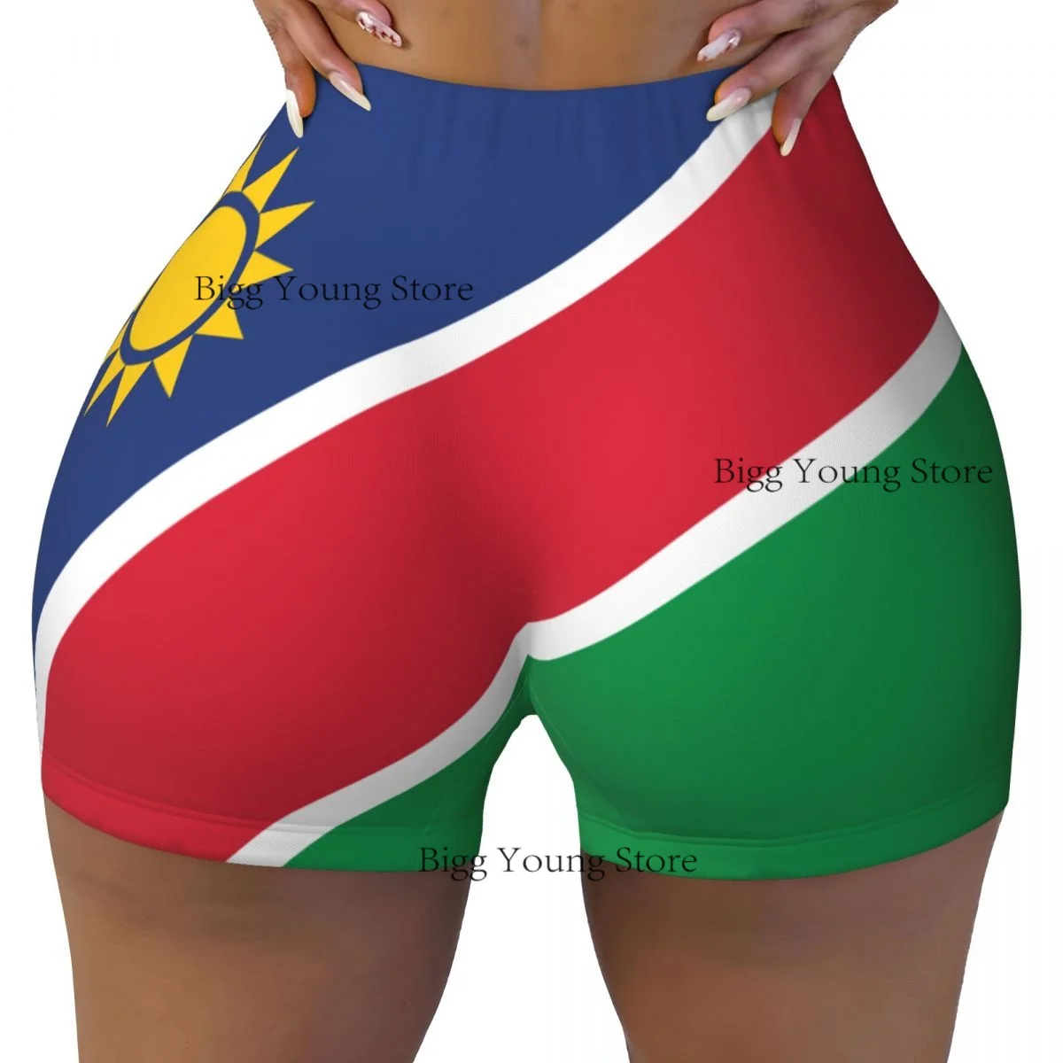 

Women's Yoga Shorts Namibia Flag Style Scrunch Booty Butt Lifting Comfort Fitness Gym Booty Shorts Training Shorts