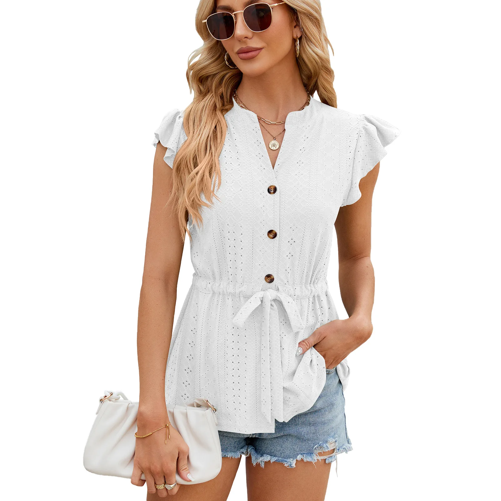 Women's Casual Loose Cardigan Top, Monochromatic, Spring and Summer