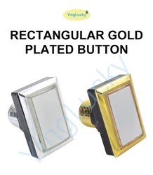 1pcs 50*33mm Rectangular Arcade LED Button with Micro Switch 12V LED Bulb Gold Chrome for Arcade Cabinet