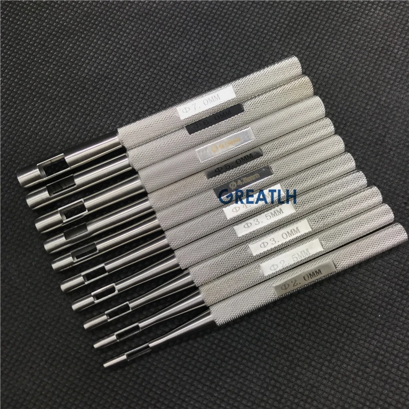 10pcs/set Biopsy Dermal Punch Stainless Steel Autoclavable Body Skin Piercing Punches Surgical Tools