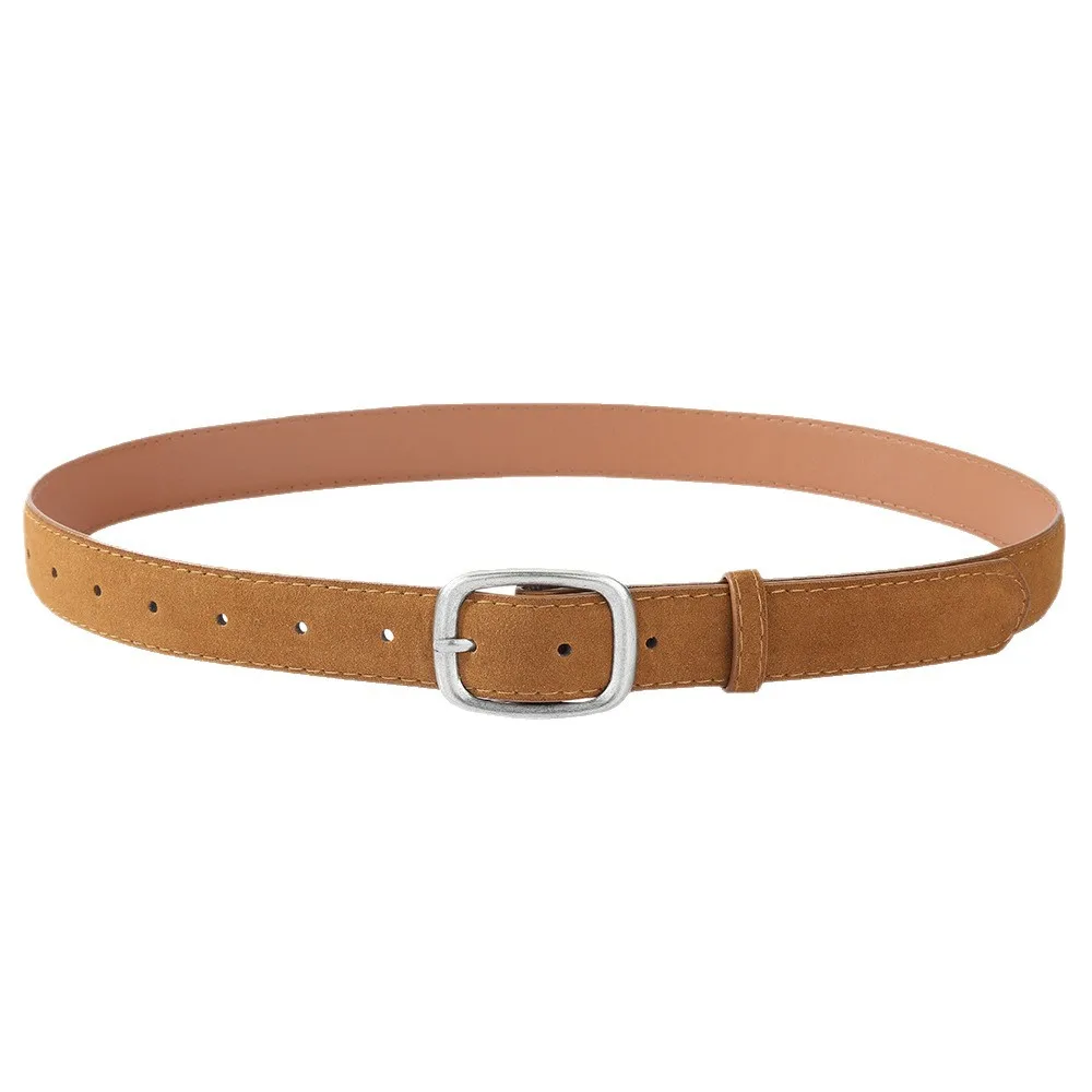 

Luxury Suede Leather Belt Ladies Casual With Jeans Square Gold Buckle Belt Women's Fashion Black Brown Cowhide Wide Belt