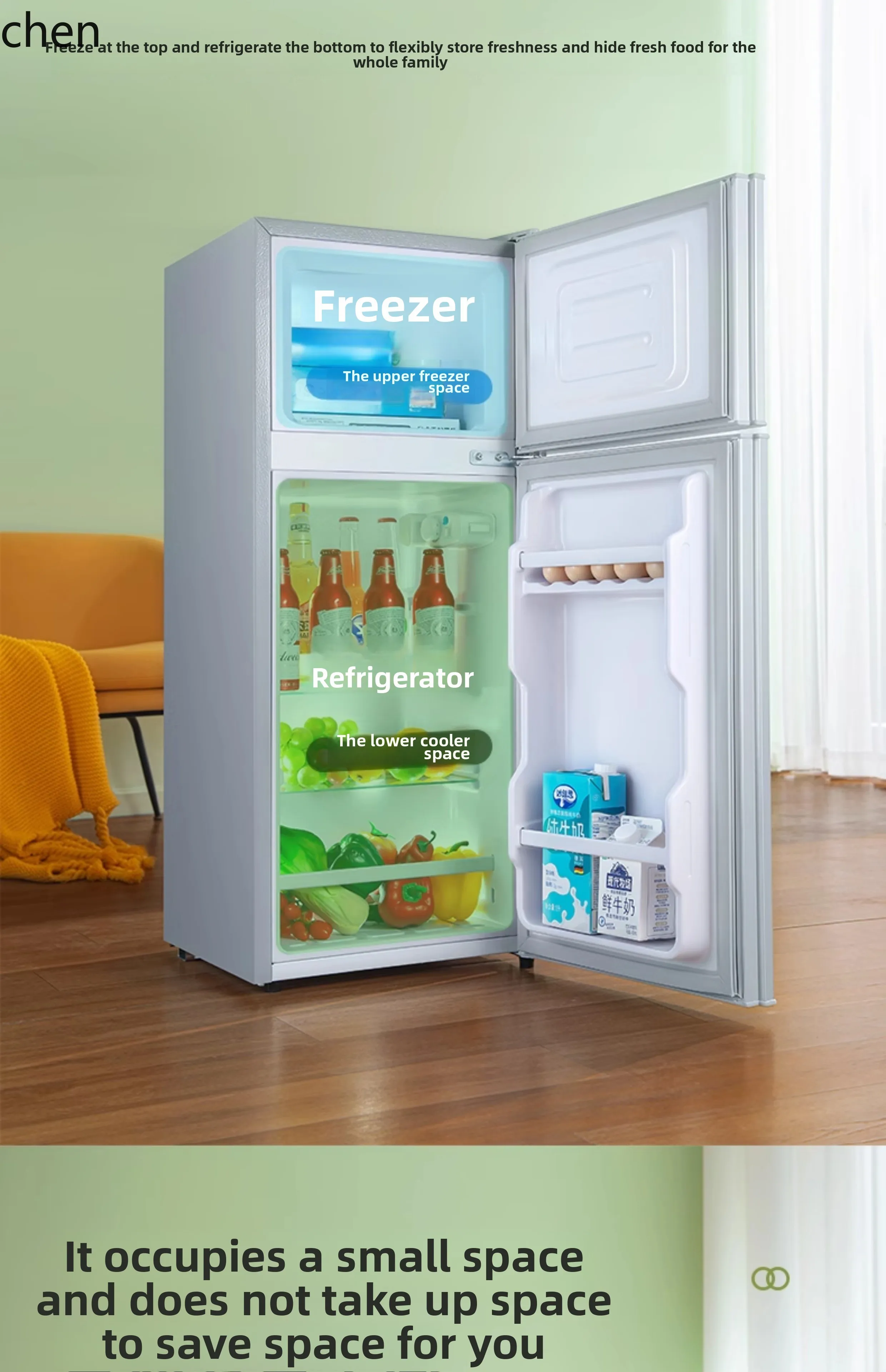 ZML refrigerator small household double door single dormitory mini first-class energy efficiency and power saving