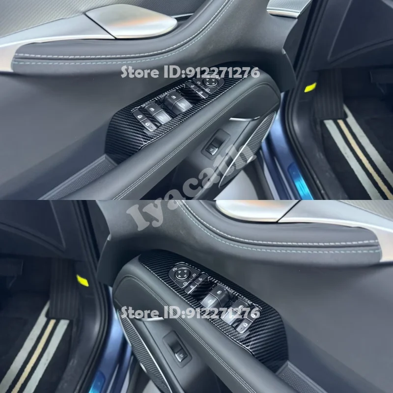 Für BYD Sealion 7 EV 2024 2025 ABS Carbonfaser Innenraum Türfensterheber-Knopf Glasheber-Schalterabdeckung Zierleisten Zubehör