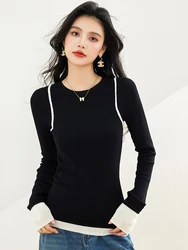 Women Clothing Fashion Elegant O-Neck Pullover Sweater Autumn Winter New Simplicity Temperament Knitted Tops