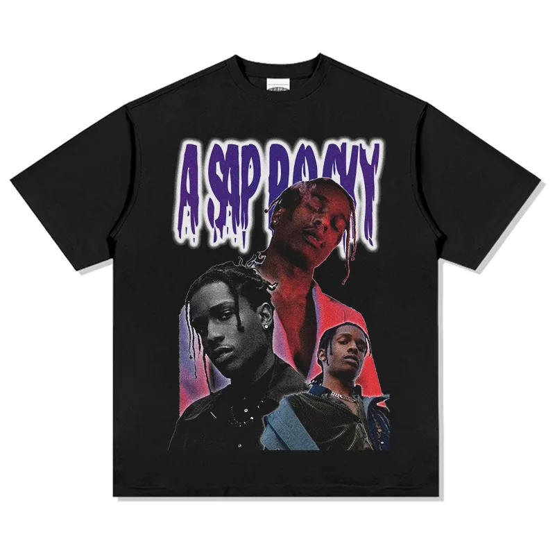 

ASAP Rapper T-Shirt Men Women Casual Short Sleeve TShirt Hip Hop StreetWear Tee Fashion Cotton Loose Fans Shirt Oversized Top