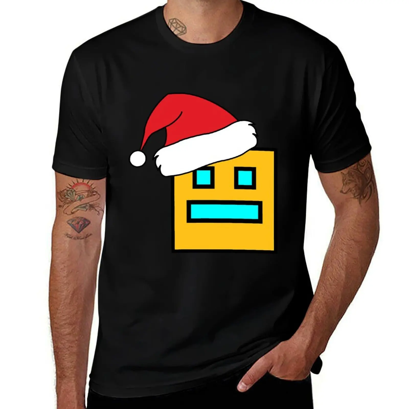 Geometry Dash noel T-Shirt t shirts for man graphic vintage men t shirt cotton 100% T-Shirt