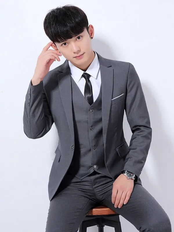 

HH120's double-button suits, Korean-style slim fit, youth business formal suits, groomsmen suits, small suits Men's full suits