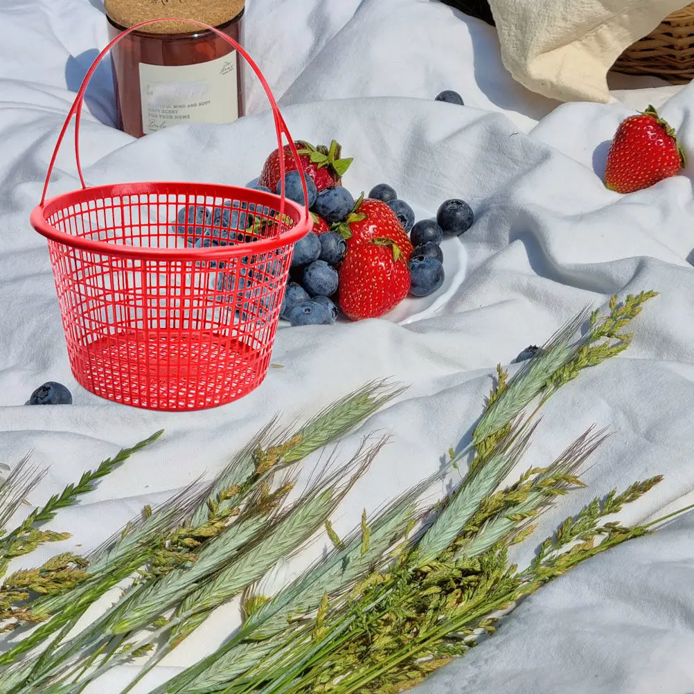 10pcs Fruit Picking Basket Round Plastic Portable Lightweight Harvest Container For Strawberry Cherry Vegetable Gathering