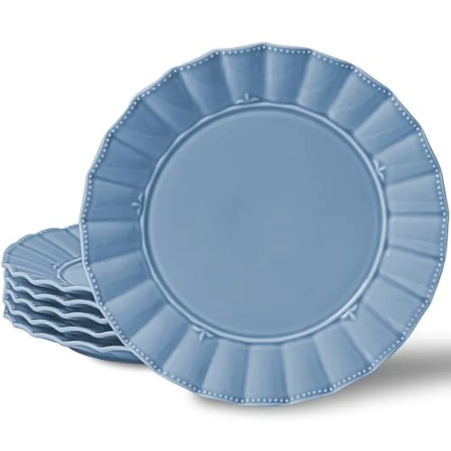 

Набор обеденных тарелок HOMBENE на 6 персон, керамические тарелки для салата, волнистый дизайн, подходят для микроволновой печи и посудомоечной машины, для торта и вафель