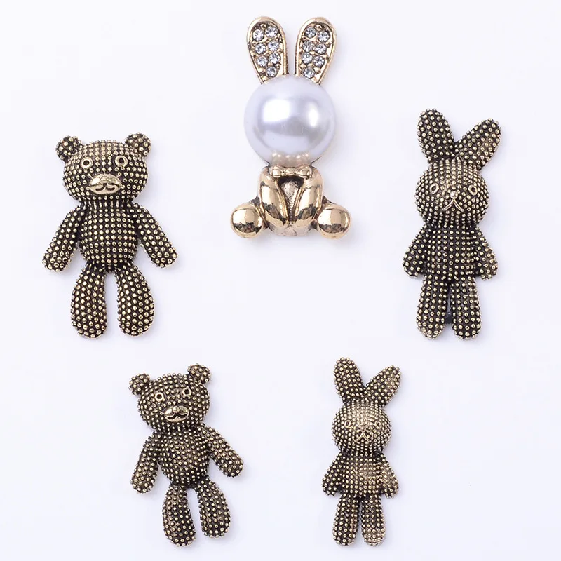 Korean version hair band headgear hair accessories alloy accessories retro cartoon animal bear rabbit DIY mobile phone case mate
