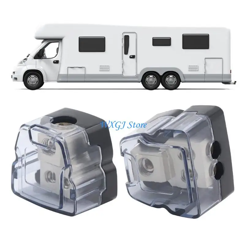 

37JE Car Sound Frequency Power Distribution Block, 1 In 2 Out Cable Connector with Hexagonal Wrench and Conversion Heads Tool