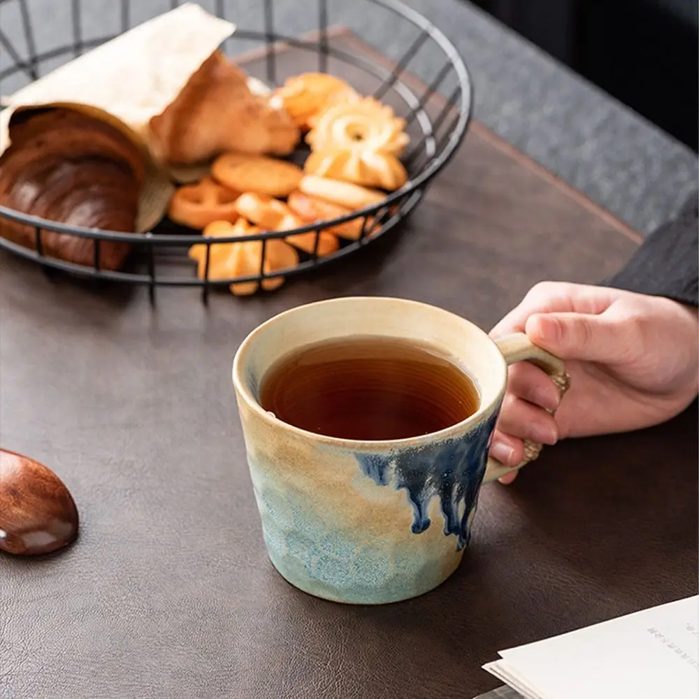 

Japanese Style 380ML Retro Ceramic Cup Unique Rustic Coffee Mug Handcrafted Milk Cup Afternoon Tea