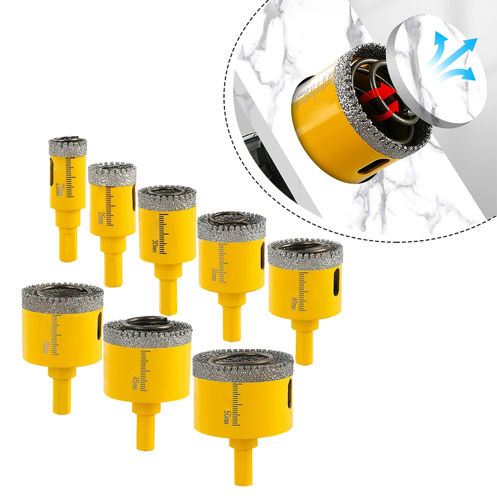 1pc 20-60mm Diamond Brazed Core Dry Drill Triangle Shank Drilling For Porcelain Tiles Marble Glass Granite Hole Saw Cutter