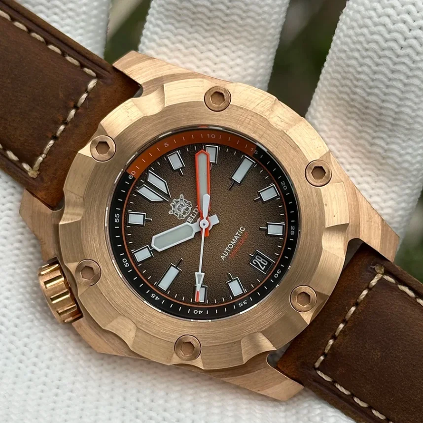 

Мужские дайверские часы STEELDIVE, бронзовые, 45 мм, спортивные автоматические механические наручные часы, 100 АТМ, водонепроницаемые BGW-9, светящийся сапфир, NH35