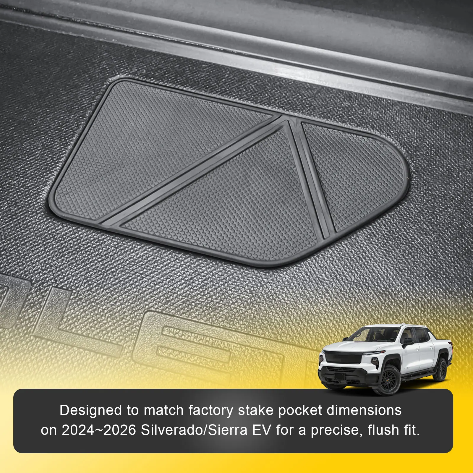 For 2024 2025 2026 Chevy Silverado EV & GMC Sierra EV Pickup Trucks Bed Rail Stake Pocket Covers Rear Holes Truck Bed Rail Hole view 2